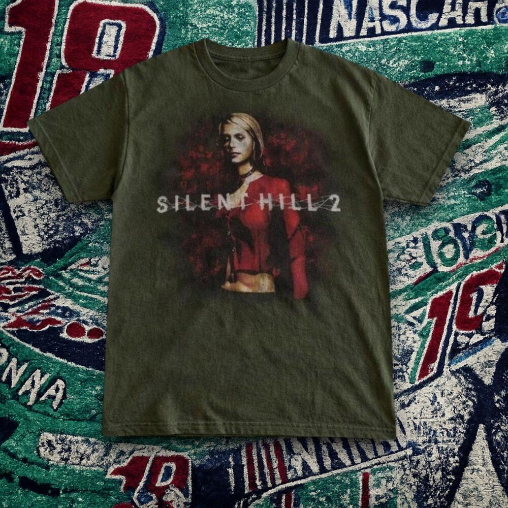 Silent Hill 2 Graphic Tee Military Green Unisex Horror Shirt